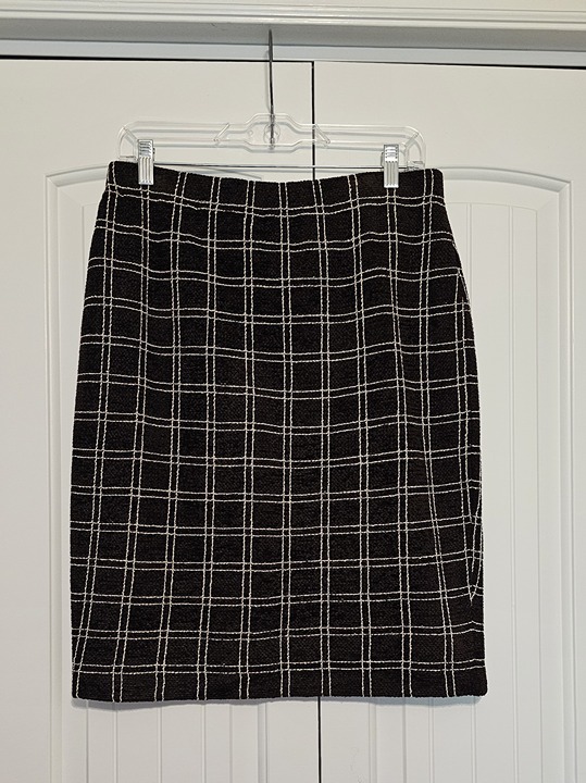 Vintage Women's St. John Collection Skirt Brown White Windowpane Size 10 USA