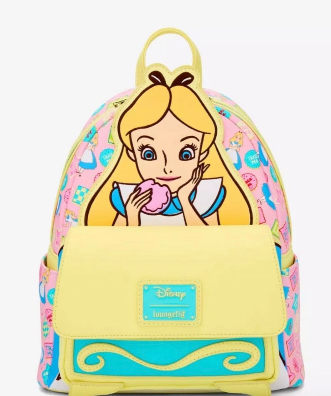 Loungefly Disney Alice in Wonderland Alice Cookies Take Me Mini Backpack NEW