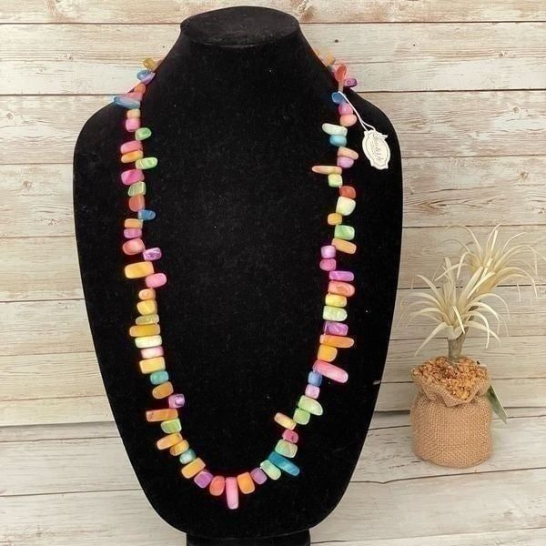 NWT Iris & Lily mother of pearl sterling silver Colorful Super Long 36”necklace