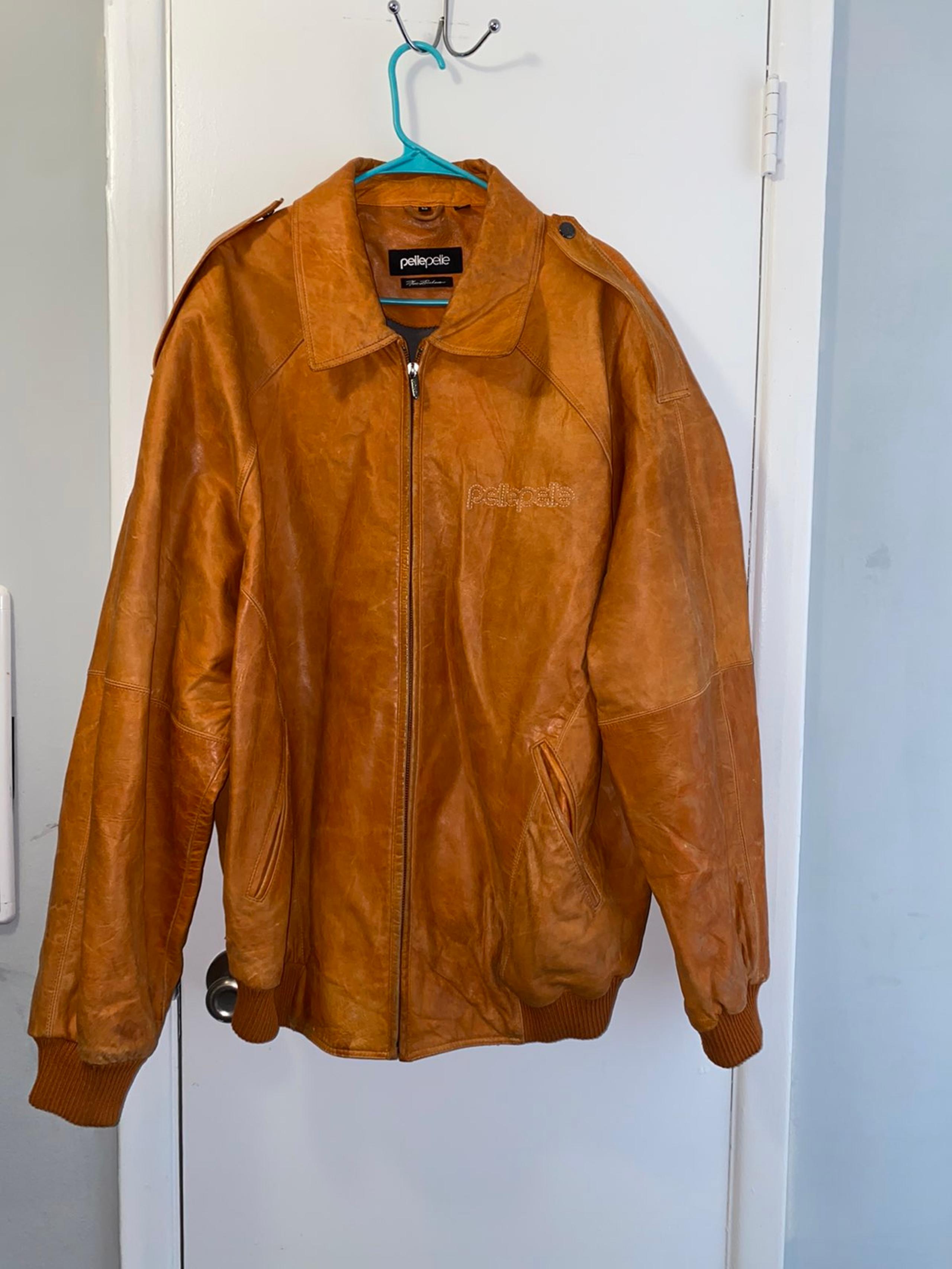 Men’s Orange Pelle Pelle Genuine Leather Jacket - size 50