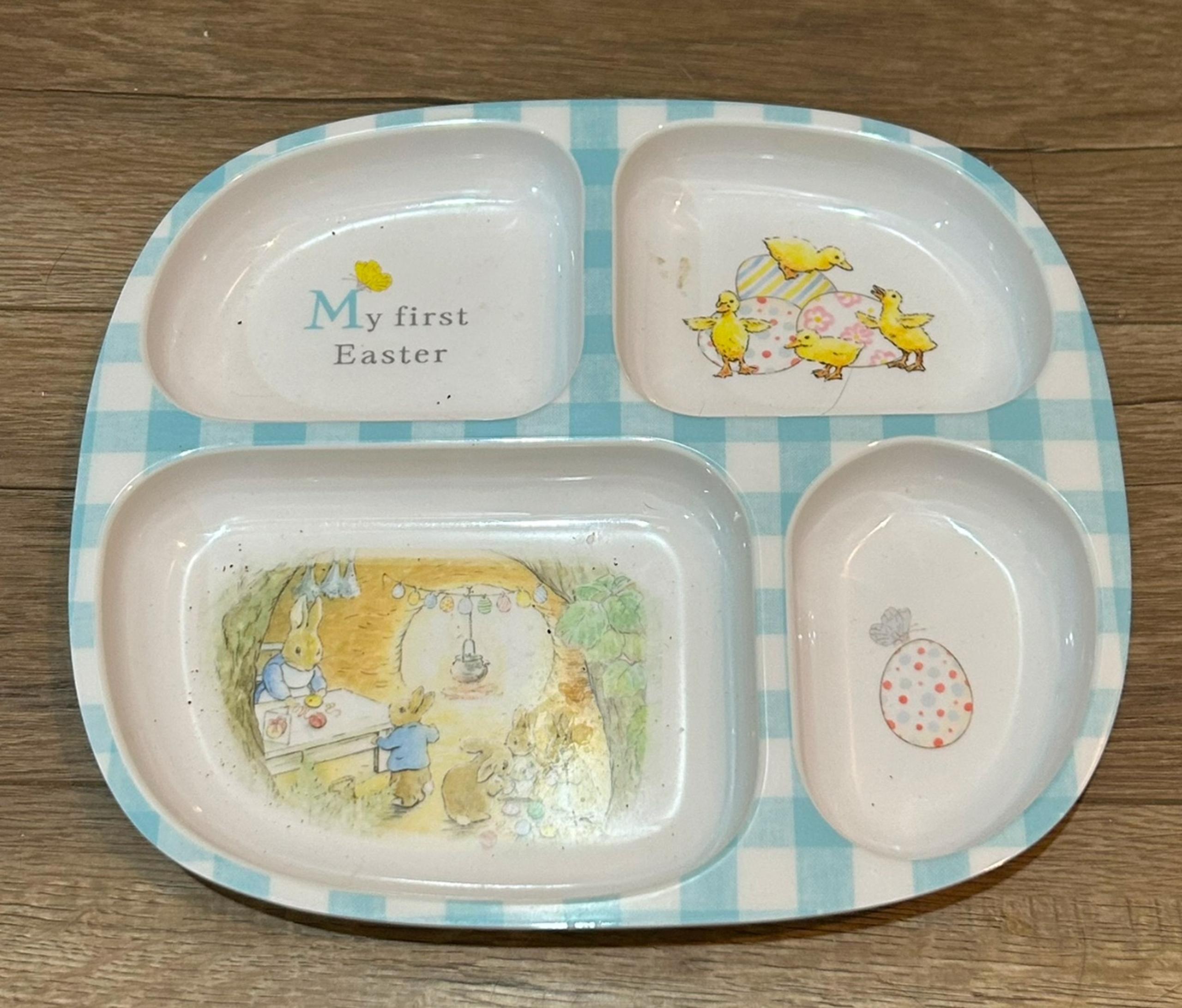 Pottery Barn Kids Plate 1st Easter Divided Melamine Plate Tray Peter Rabbit