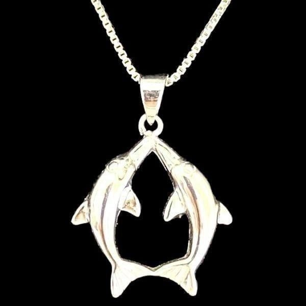 PR# Sterling 925 Silver Dolphins at Play” Necklace