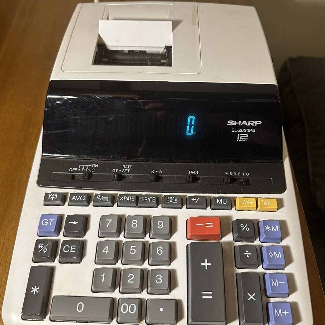 Sharp EL2630P III Printing Calculator 12 Digit Adding Machine Tax Exchange