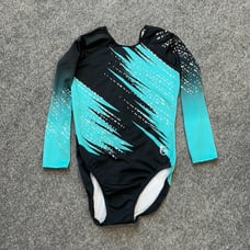 New black Lycra hombre sparkle gymnastics tumbling competition leotard sz XL