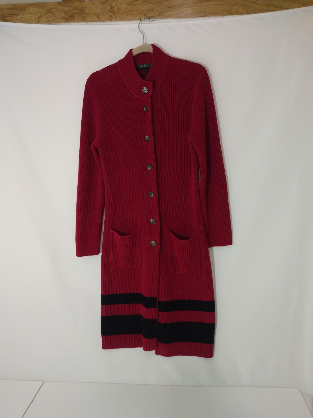 Womens Lauren Ralph Lauren Long Cotton Cardigan Duster Sz Medium