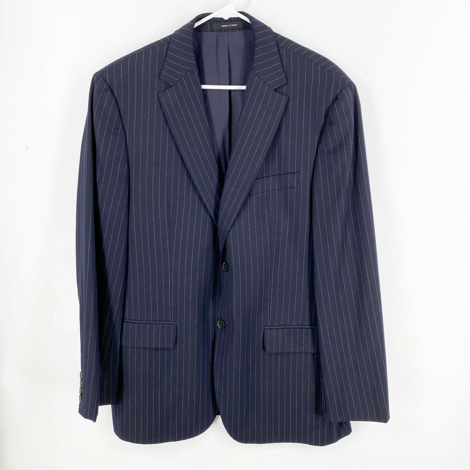 Hugo Boss Riley Zone X Super 120 Navy Blue Pinstripe Wool Jacket Blazer US 42