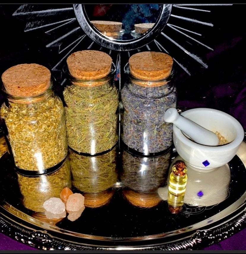 White/Green Witch Herbalist Kit W 11 Different Herbs