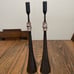 Handcrafted Iron Candle Holders With Rings, Set Of 2 With Beeswax Candles