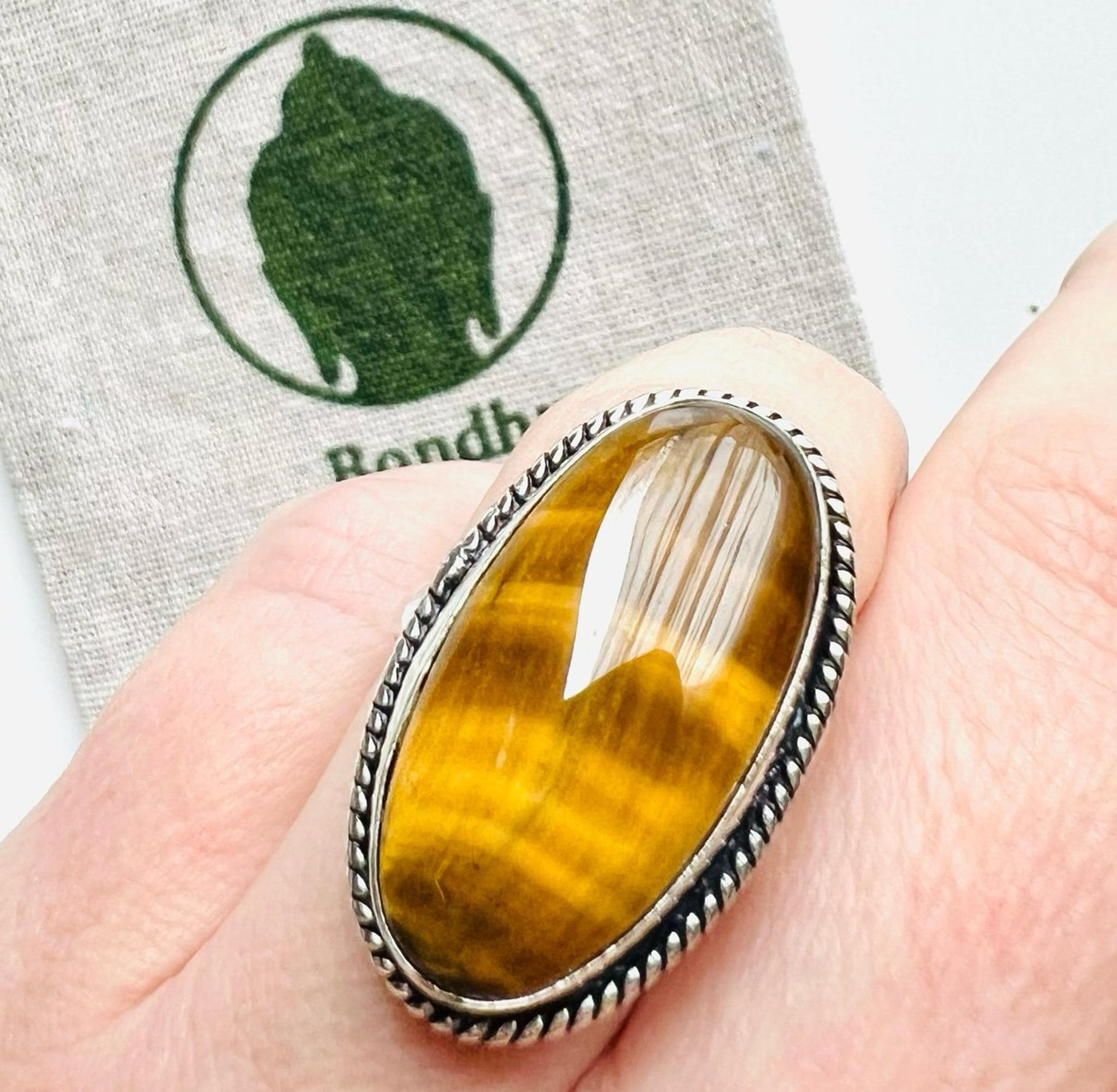 Tiger’s Eye Ring Sterling Silver Size 7.25