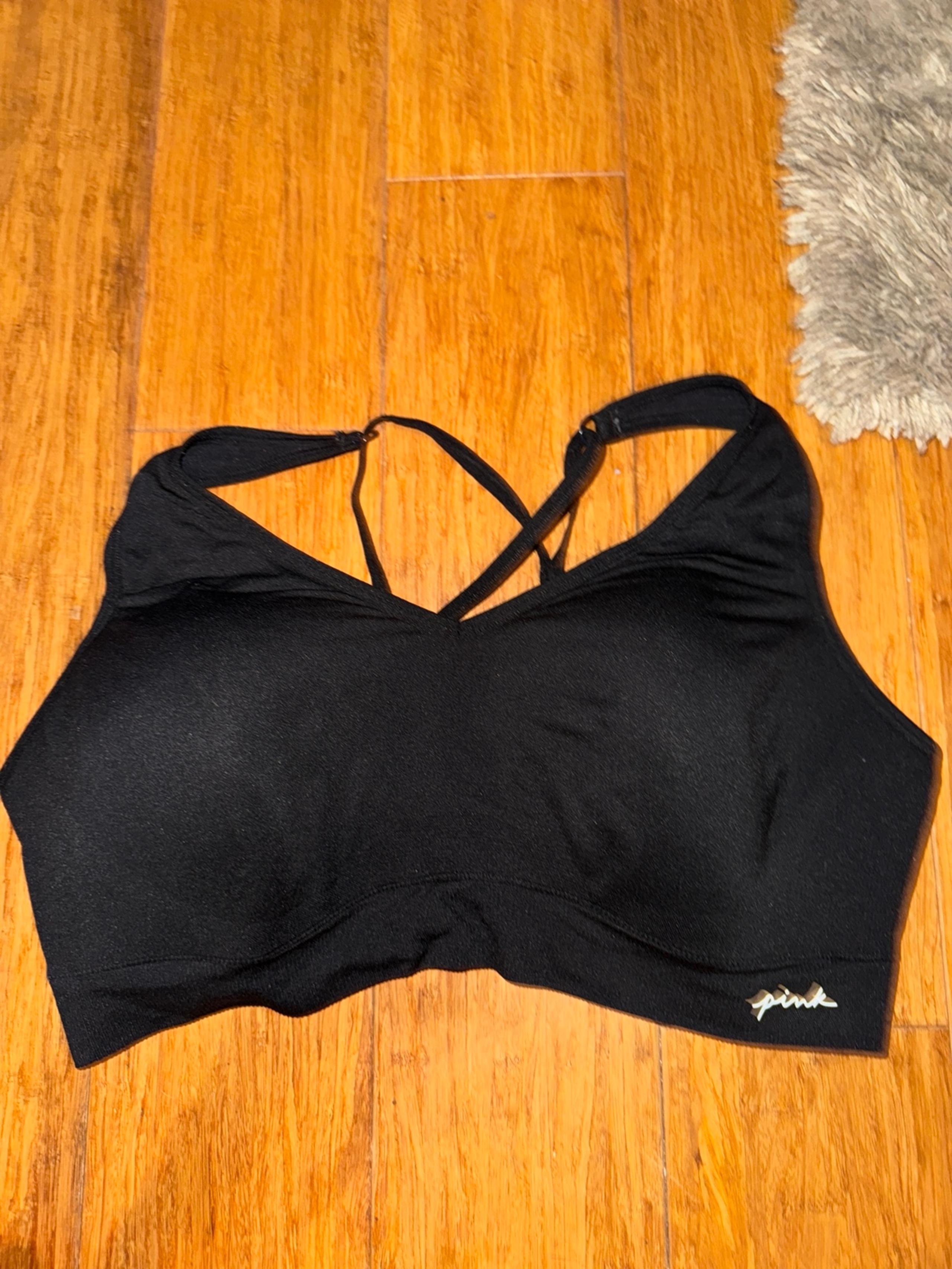 Womens Victoria’s Secret black pink active Sports Bra size xl