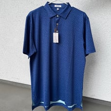 Peter Millar Summer Comfort Polo Shirt Sun Protection Blue Pattern Size M