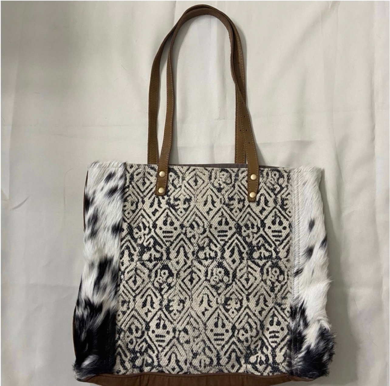 Myra Bag cotton and cowhide tote bag
