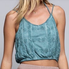 POL boho crochet rib crop top S M L NEW!