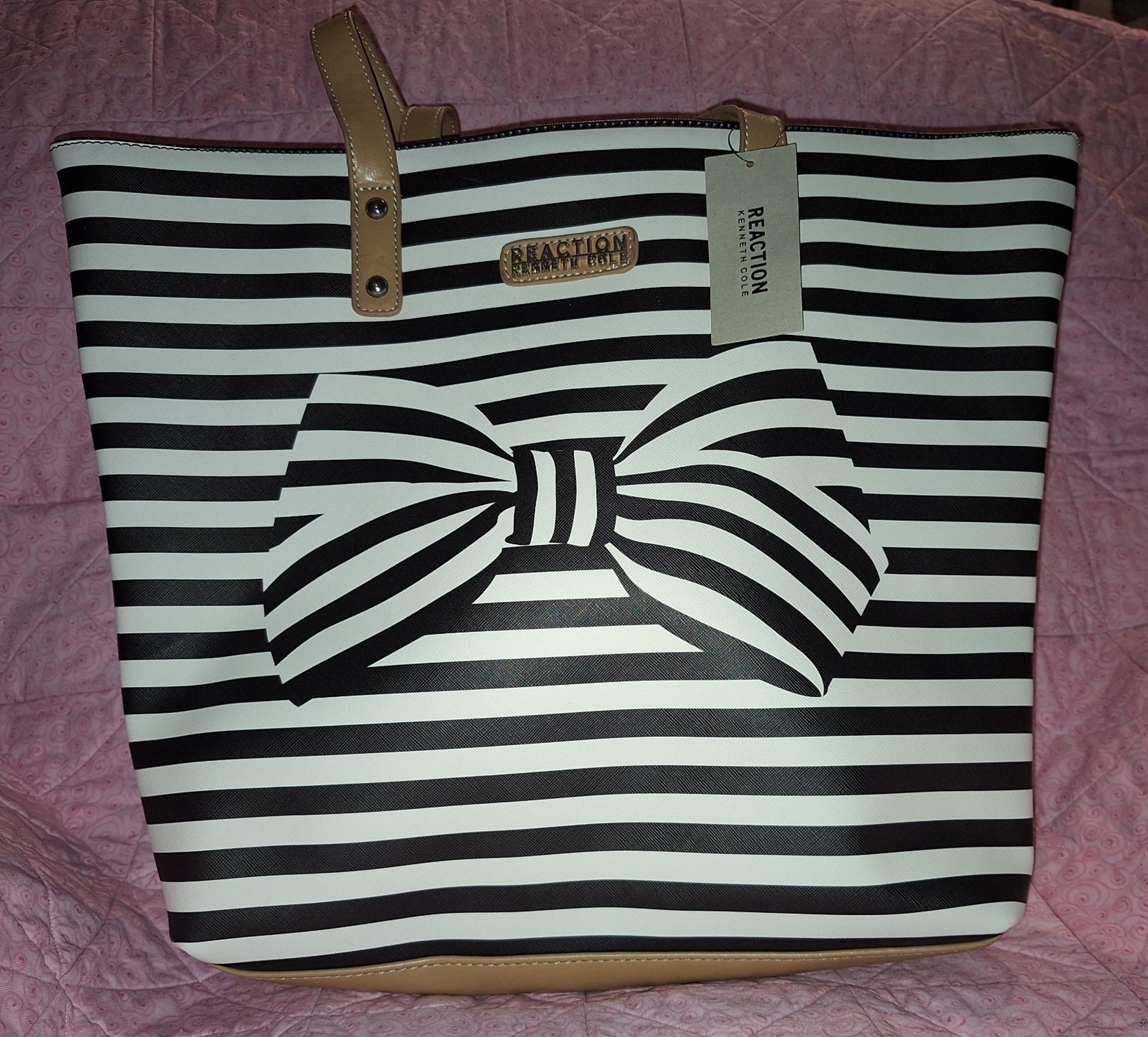 kenneth cole black and white  large Bow tote