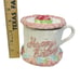Vintage NEW Teleflora Gift Happy Birthday Floral Cake Mug Covered Cup Lid Pick
