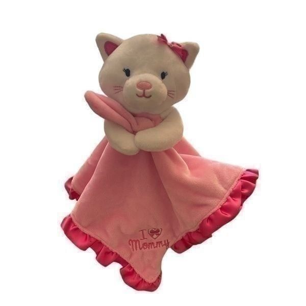 Magic Years White Cat Pink Blanket Lovey I Love Mommy Security Blanket Rattles