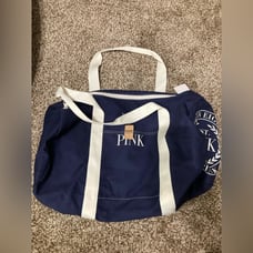 Victoria's Secret PINK Navy Blue Varsity Duffle Bag NWT