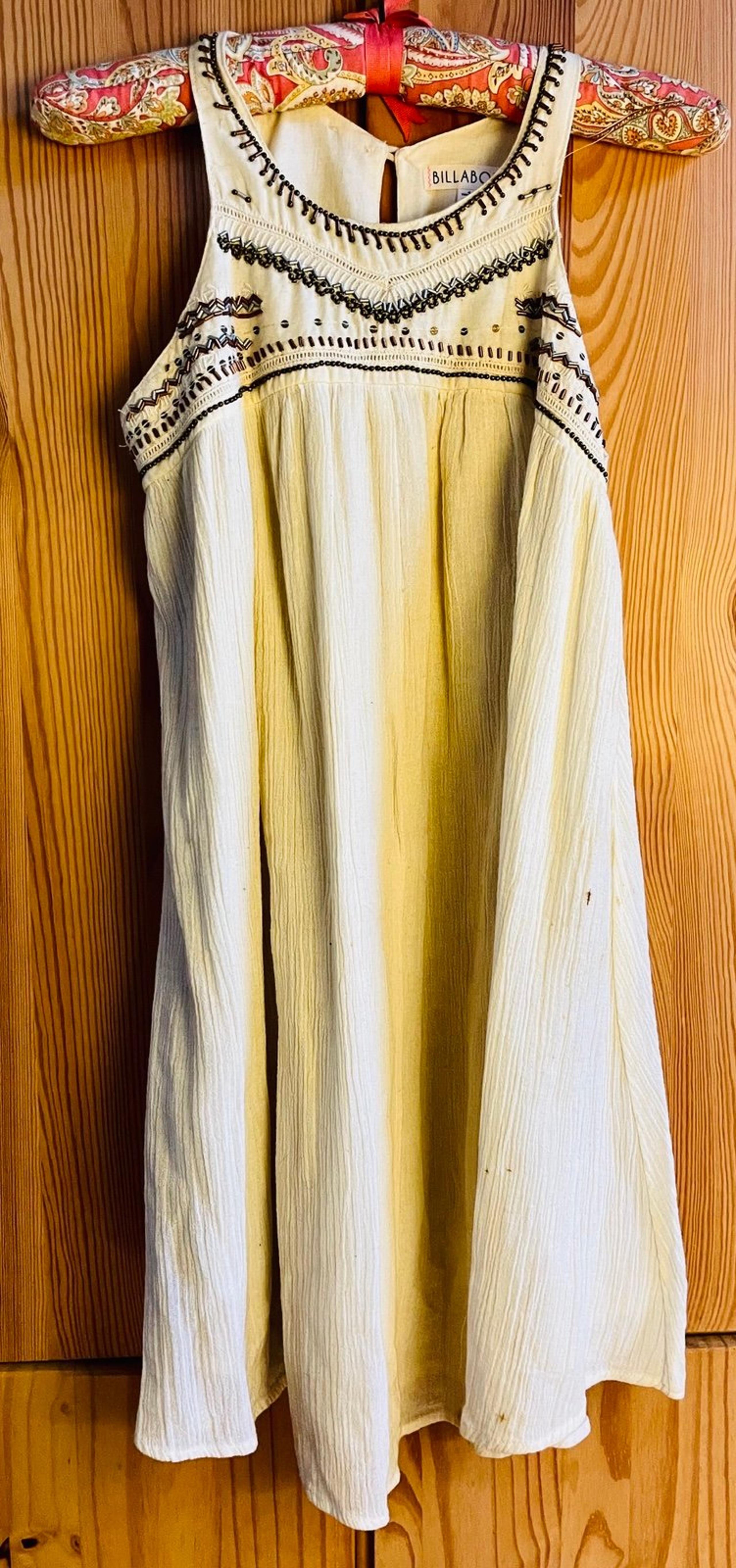 SOLD on another platform …Billabong Dress- Organic / Beading / Never Worn / XS-S