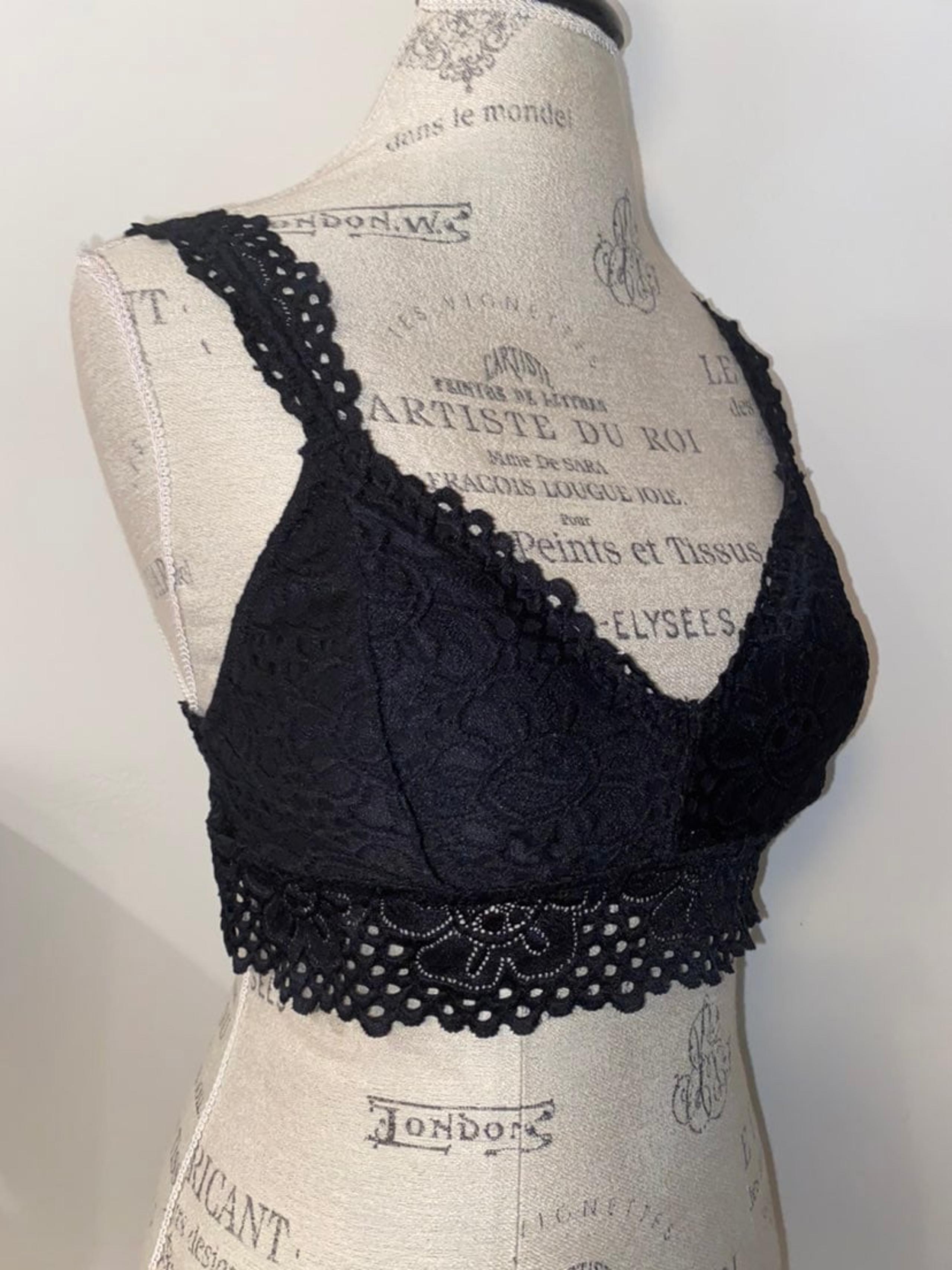 Aero Black Crochet Lace Bralette XL EUC