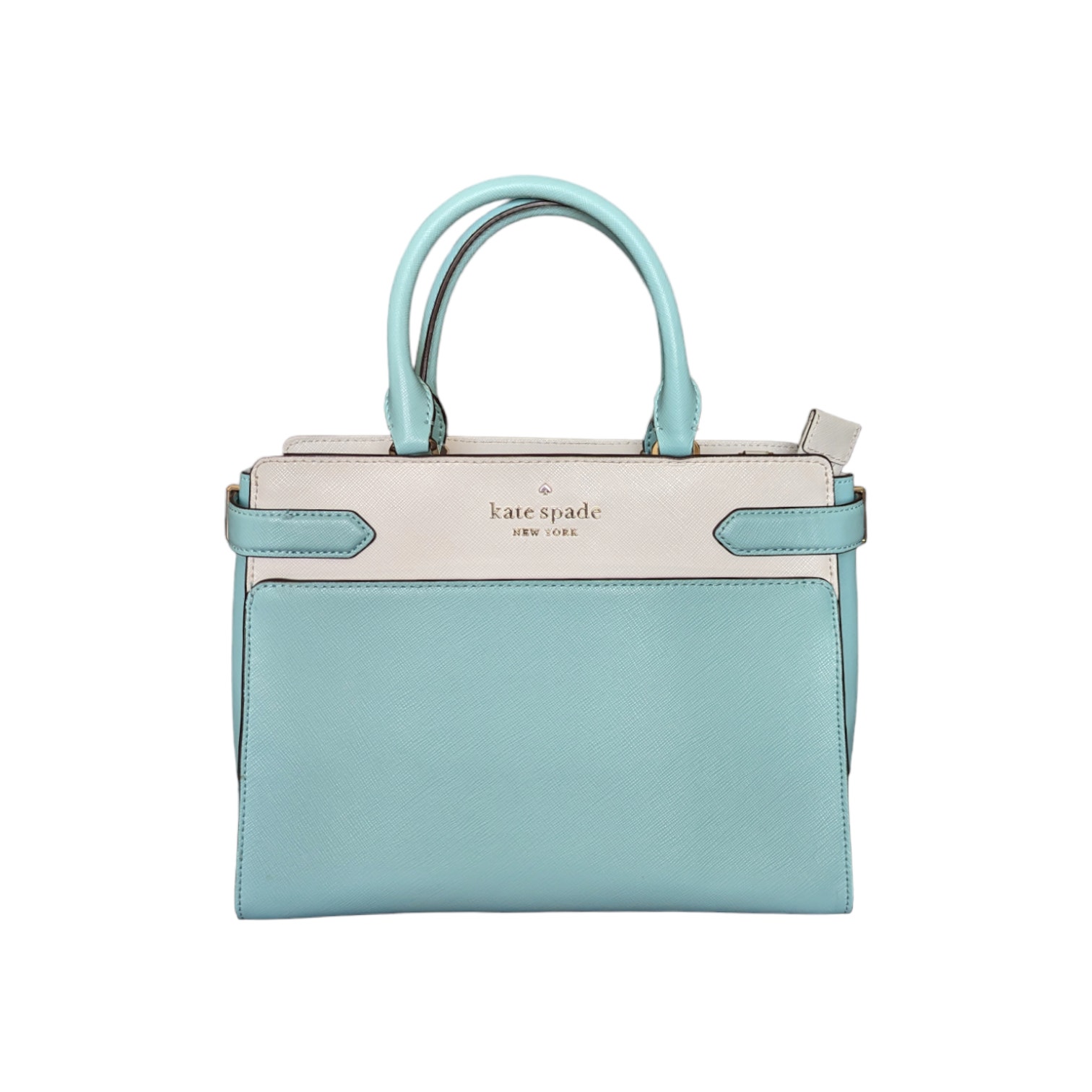 Kate Spade Staci Satchel Poolside Blue Purse Handbag New York Leather Crossbody