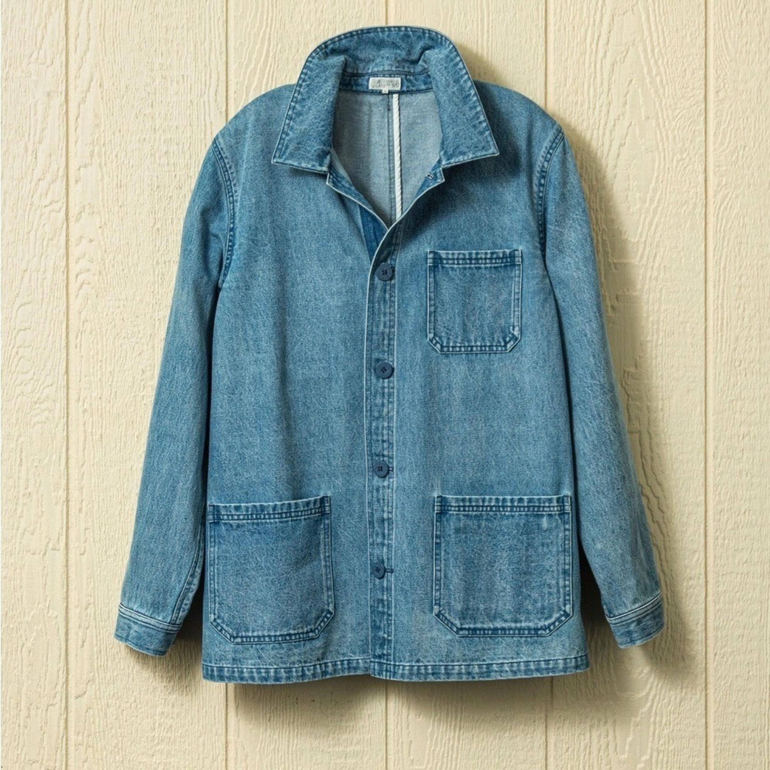 Quaker Marine Supply Men's Loafer Jacket in Faded Blue Terry Cloth- Size XXL
