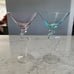 Set of 4 Vintage Twisted Stem Martini Glasses Multicolored 8 OZ 8.25 TALL