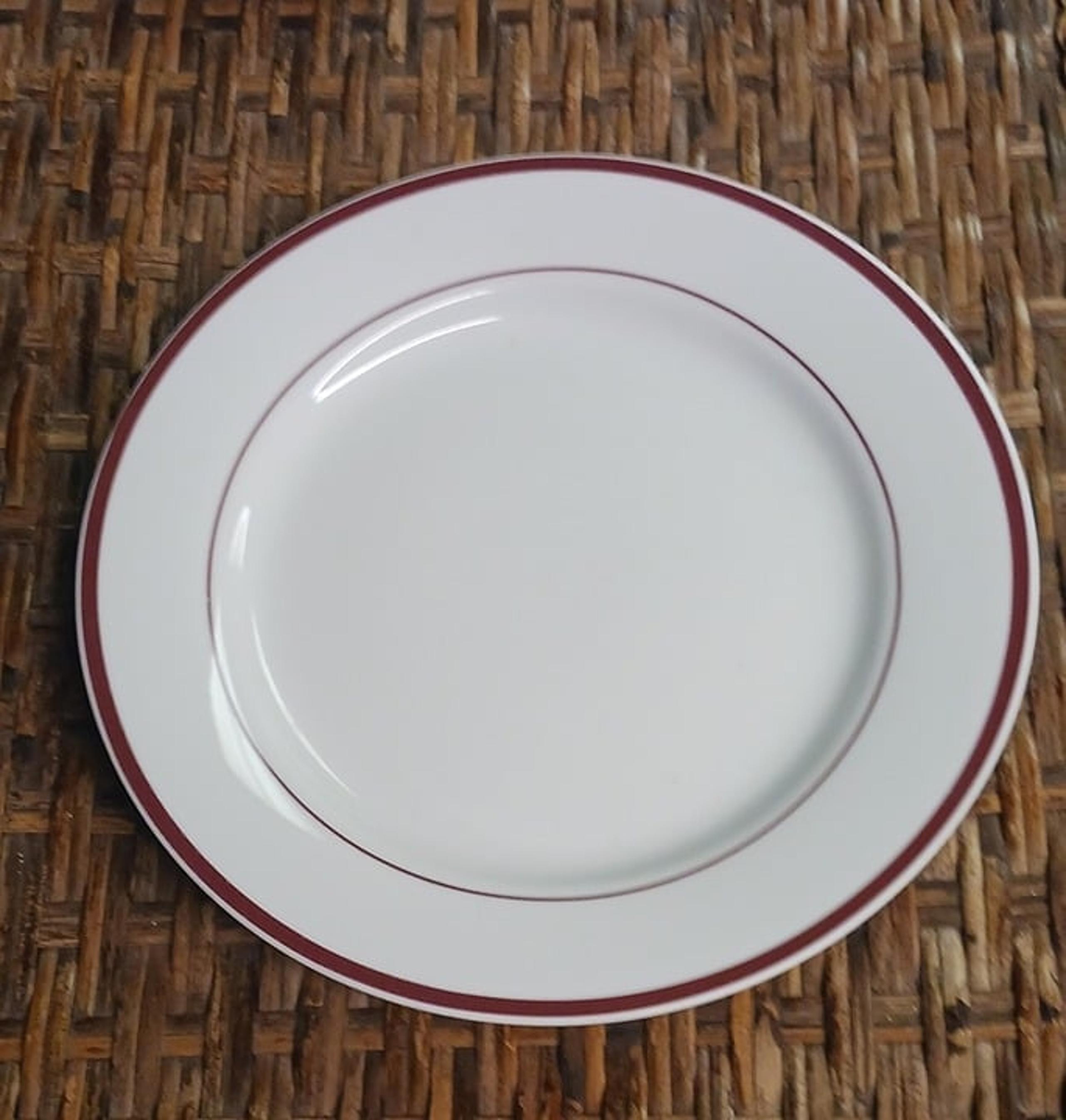 Federated Dept. Stores MACYS CLR51 Burgundy Bands 11" Dinner Plate - The Cellar