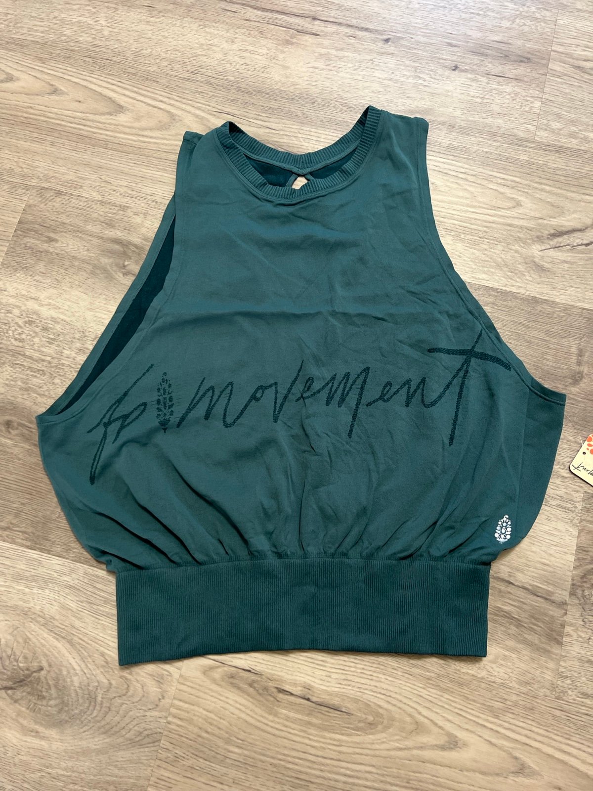NWT Free People Movement Open Back Spell Out Logo Tank
