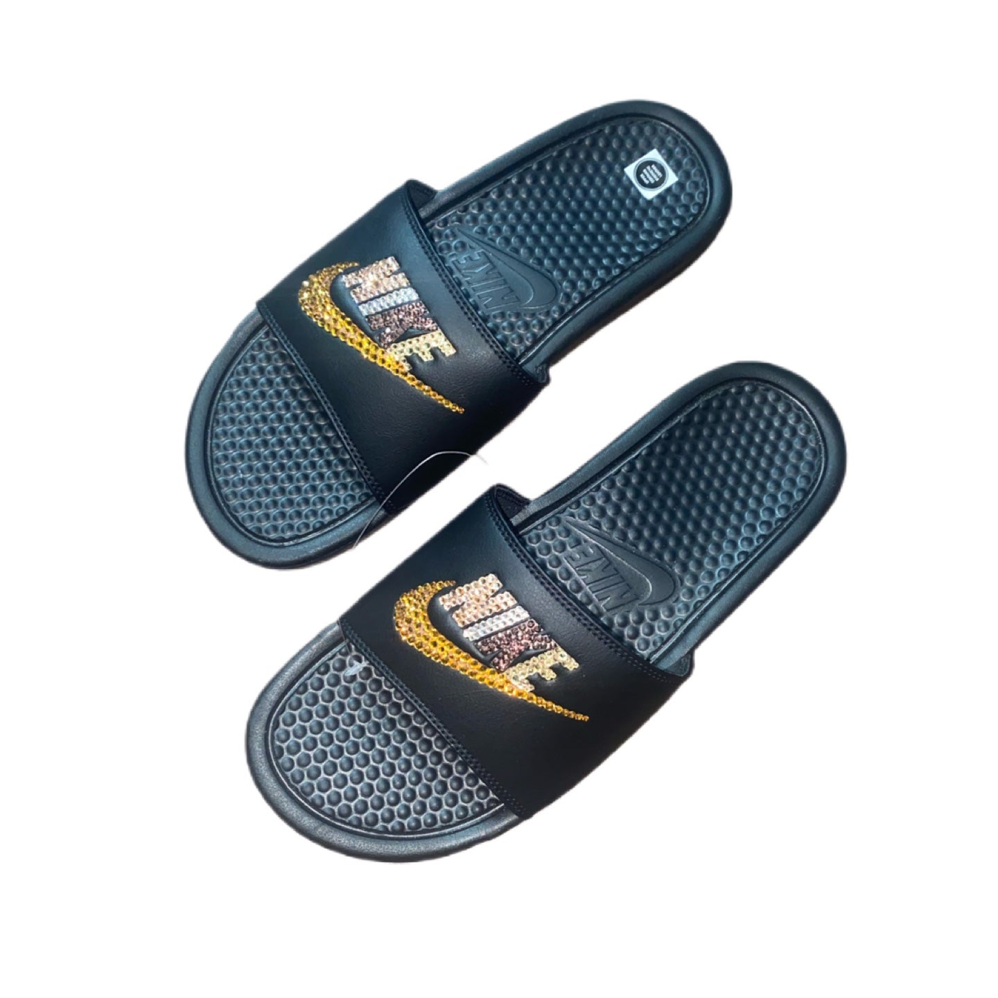 Gold Mix Luxe Crystal Nike Slides New All Sizes