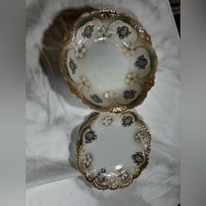 Vintage 1920s German Lustreware Serving Bowl - Floral Gold Trim from Bavaria