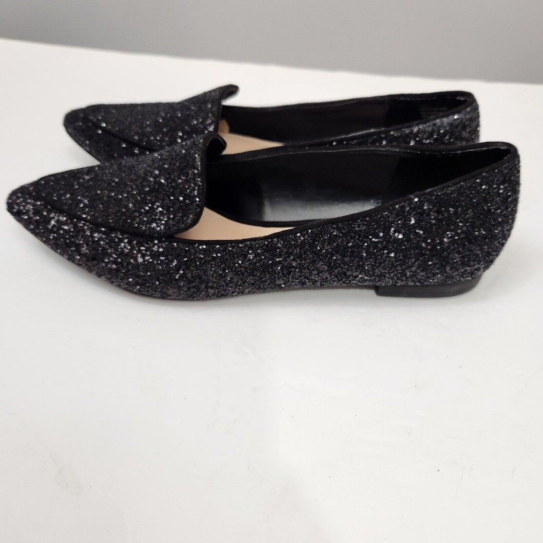 Kelly & Katie Black Glitter Loafers Size 8