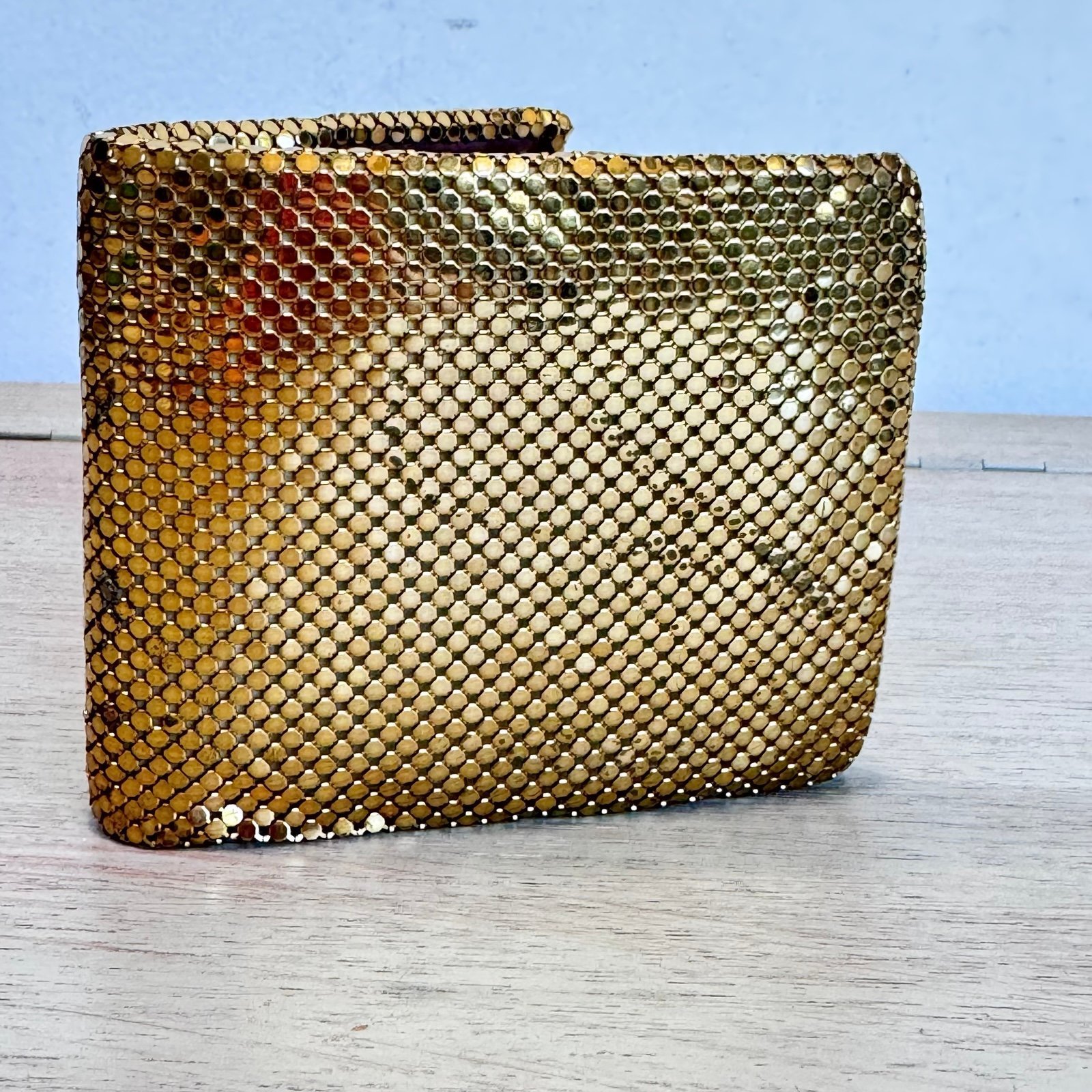 Whiting and Davis Gold Mesh Mates Wallet 1950s Bifold Change Purse Vintage