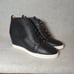 Linea Paolo Womens Boot 12 Black Leather Hidden Wedge Heel Bootie Ankle Sneakers