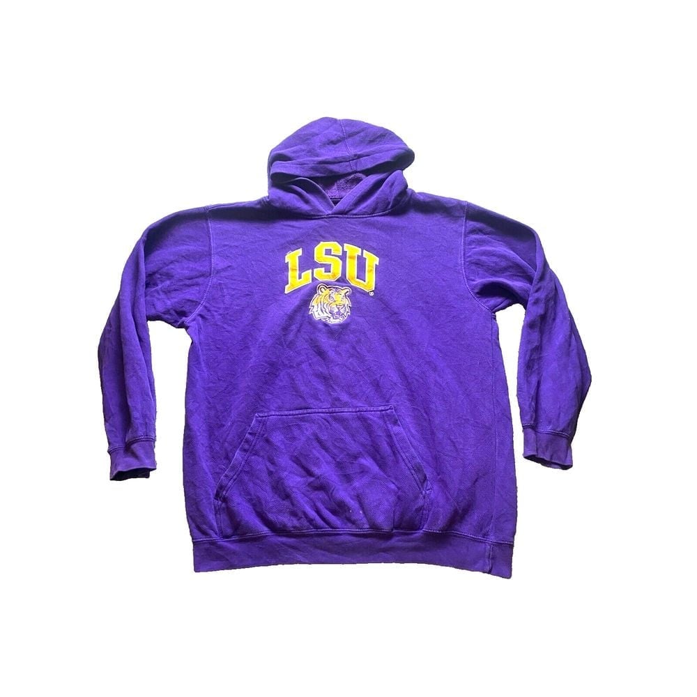 Vintage LSU Tigers Sweatshirt Adult Extra Large Purple Hoodie Sweater NCAA Mens