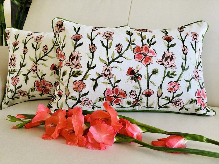 Sparkling Homes Embroidered Decorative Throw Pillow Cases Cushion Cover for Sofa