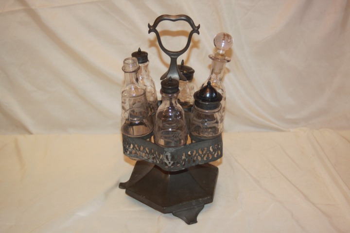 Roswell Gleason Caster Set Cruet Antique