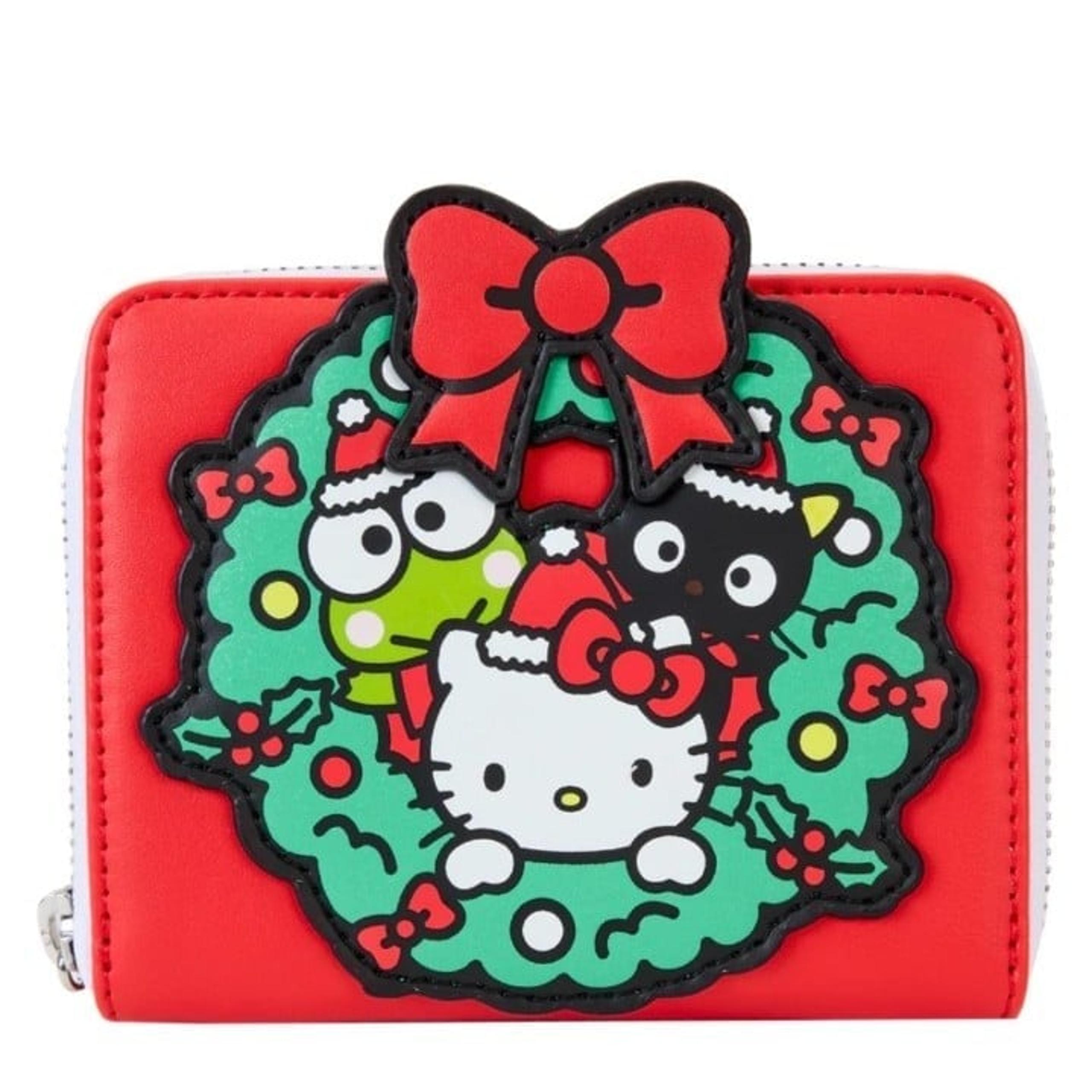 New • HELLO KITTY AND FRIENDS X LOUNGEFLY WINTER WONDERLAND ZIP WALLET Wreath