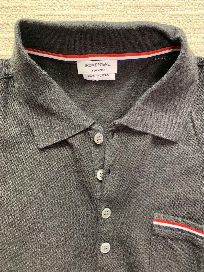 THOM BROWNE Tom Brown Short Sleeve Polo Shirt Size 1 (Gray)