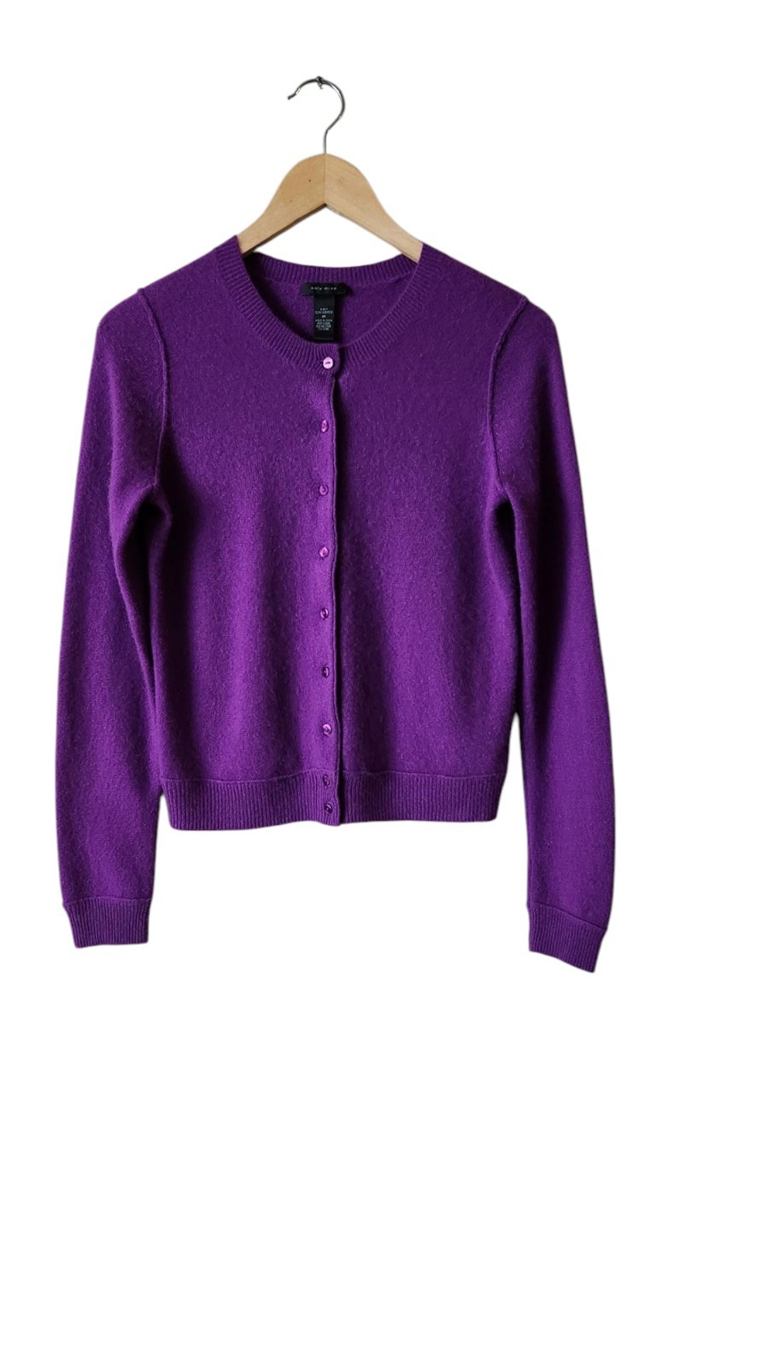 Only Mine Purple Cardigan 100% 2Ply Cashmere Womens Size-S