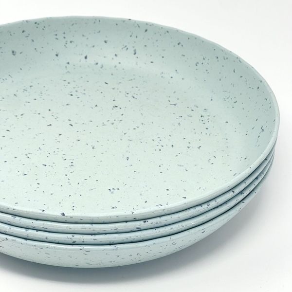 Naturally Danny Seo Speckled 10 Bamboo Plastic Pasta Salad Bowls Blue Set Of 4