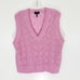 Me + Em Merino Cashmere Silk Lace Stitch V Neck Vest in Pink Size Large