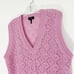 Me + Em Merino Cashmere Silk Lace Stitch V Neck Vest in Pink Size Large
