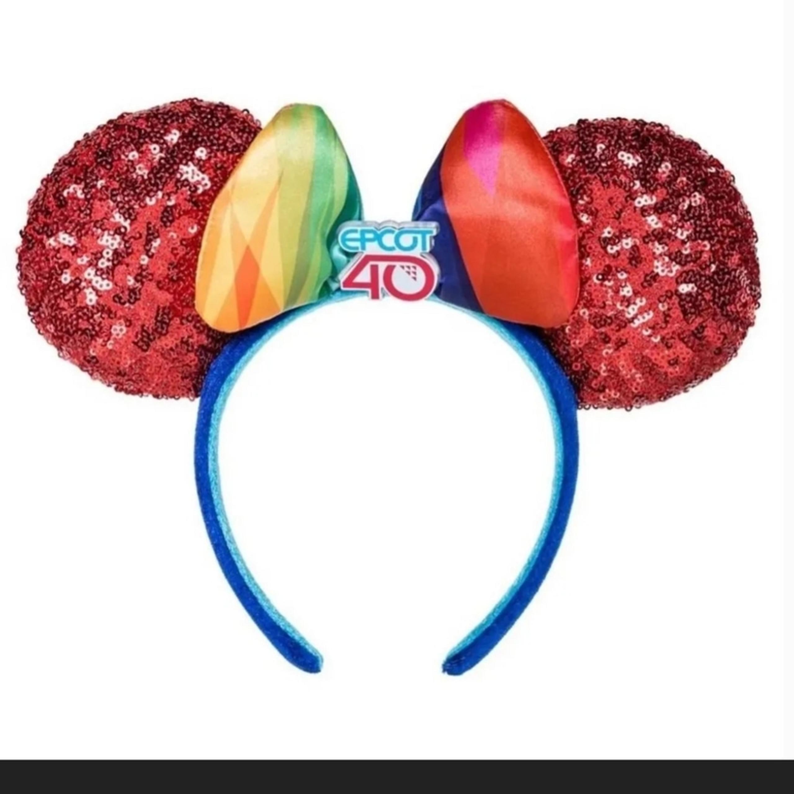 Disney Epcot 40th Anniversary Sequined Minnie Mouse Ear Headband NWT