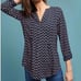 Maeve Polka Dot Long Sleeve Top Navy Pink Sz M EUC