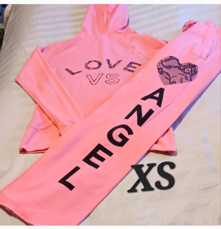 Victoria's Secret Love VS Angel Tracksuit Sweatsuit Set Outfit Sz XS