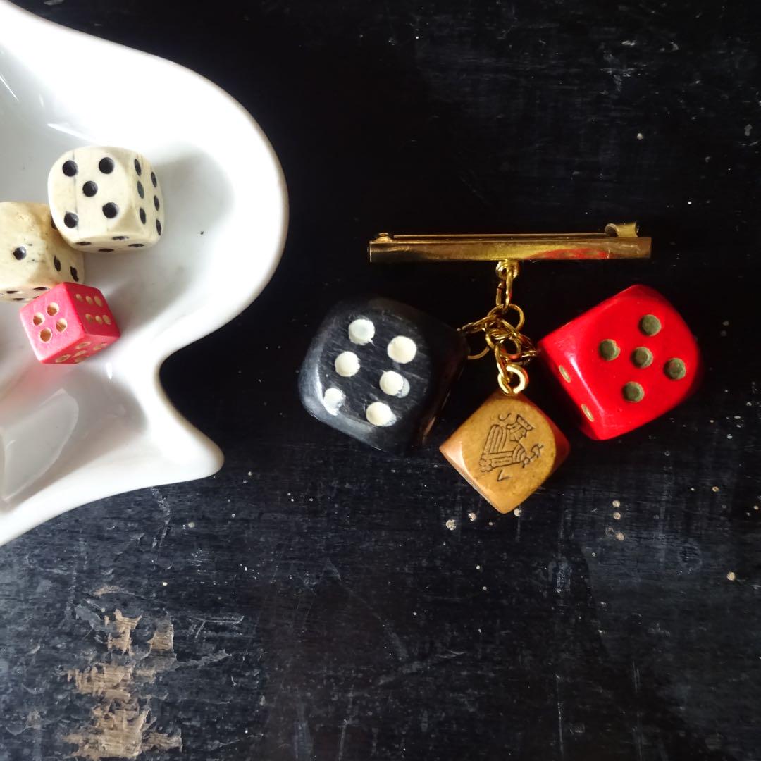 Vintage Parts Dice Brooch