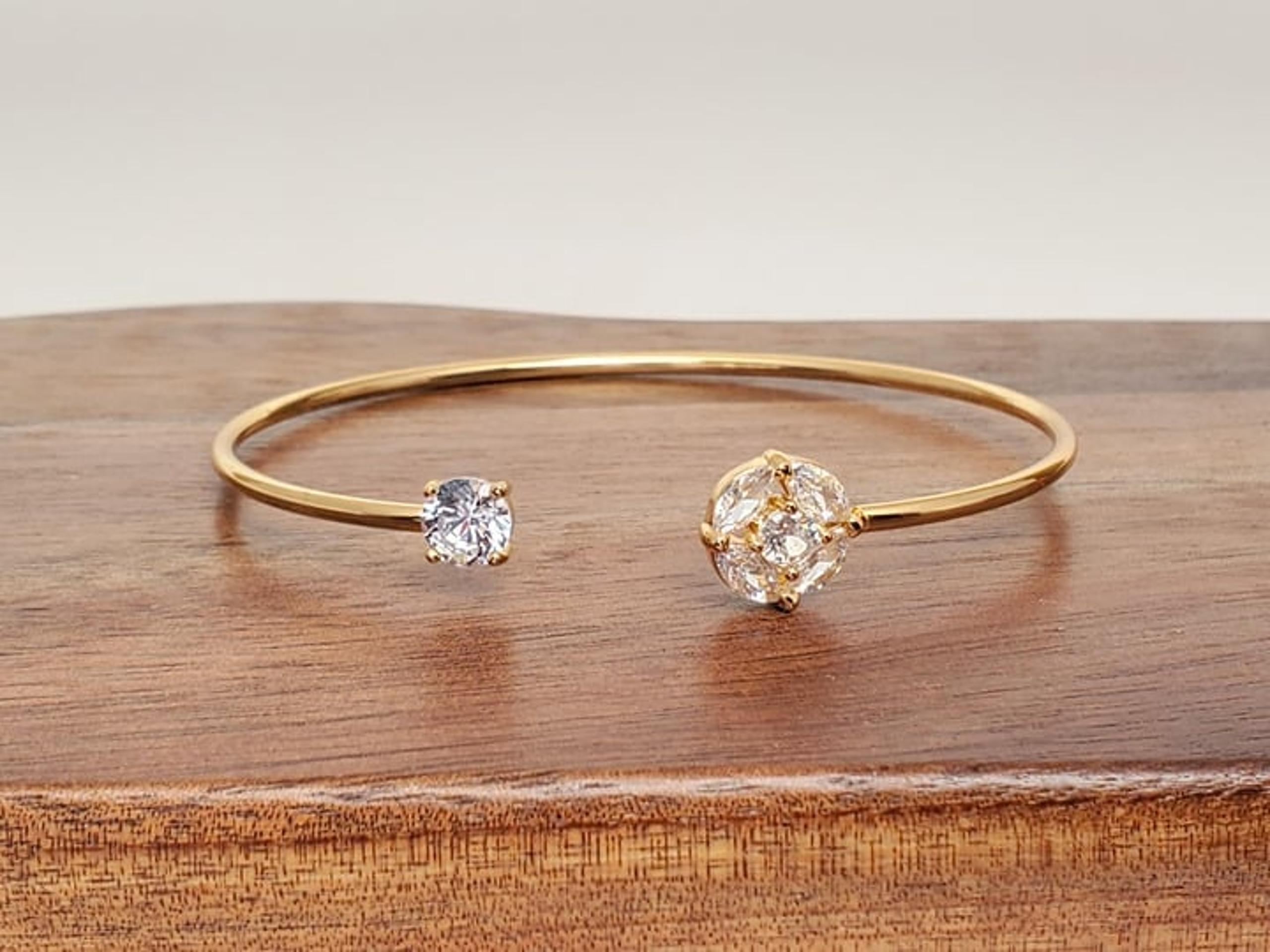 14K Gold Womens 2ct Diamond Bangle Cuff Bracelet 14 K Sterling Silver Jewelry