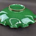 Vtg Hand Painted Green Floral Gold Accent Ruffle Rim Ceramic Trinket Dish Bowl