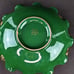 Vtg Hand Painted Green Floral Gold Accent Ruffle Rim Ceramic Trinket Dish Bowl