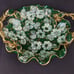 Vtg Hand Painted Green Floral Gold Accent Ruffle Rim Ceramic Trinket Dish Bowl